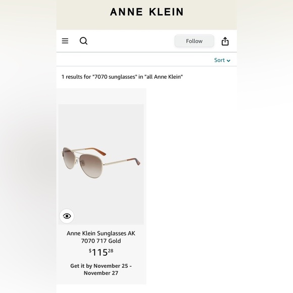 Anne Klein Sunglasses 7070 Gold - Picture 2 of 9